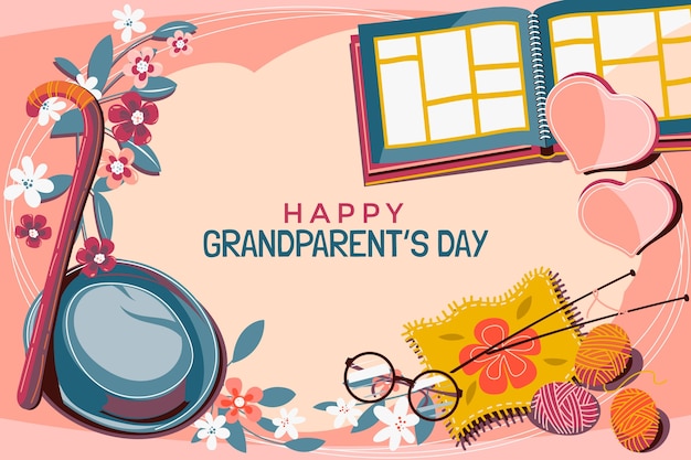 Vector flat background for grandparents day celebration