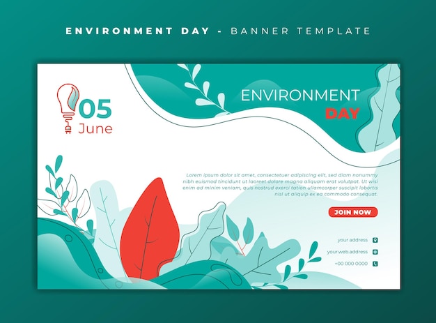 Flat background in green and red concept design for environment day template