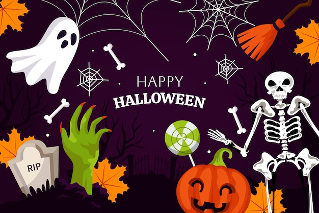 Flat background for halloween celebration