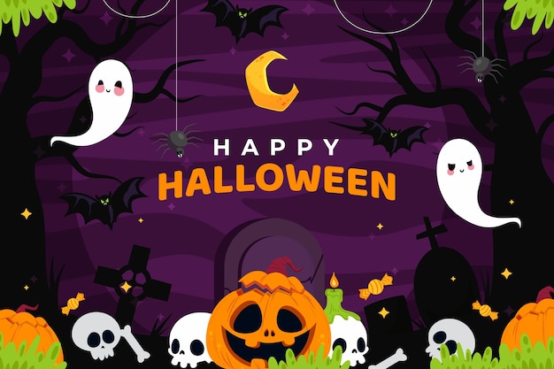 Vector flat background for halloween celebration