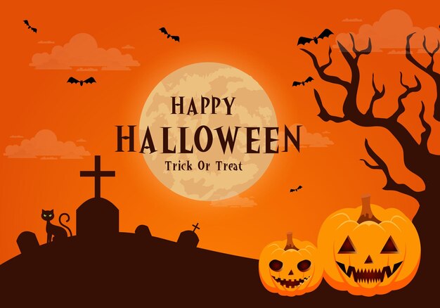 Vector flat background for halloween celebration