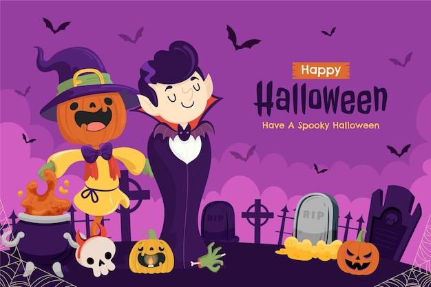 Flat background for halloween season celebration