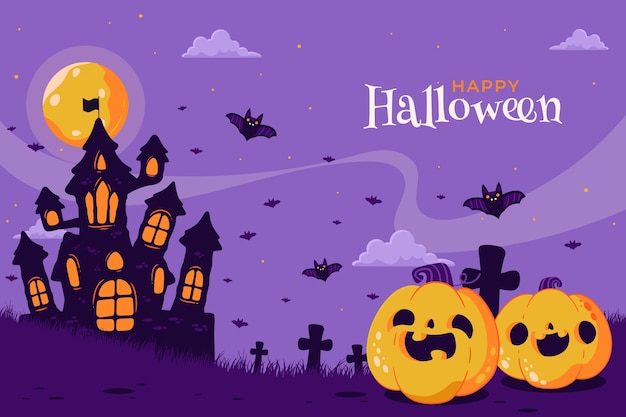 Vector flat background for halloween season celebration