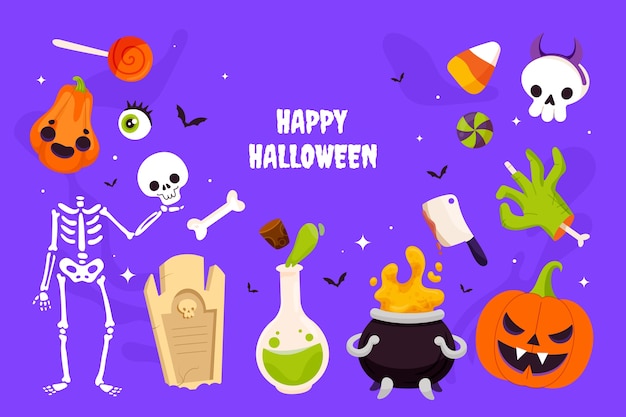 Vector flat background for halloween season celebration