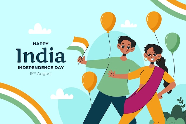 Vector flat background for indian independence day celebration