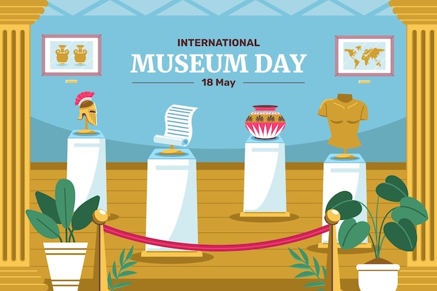 Flat background for international museum day