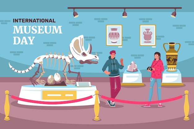 Vector flat background for international museum day