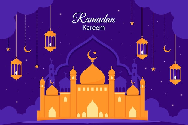 Vettore sfondo piatto per la celebrazione del ramadan islamico