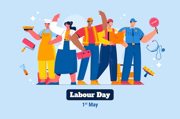 Flat background for labour day celebration