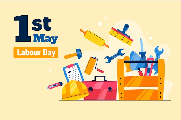 Vector flat background for labour day celebration