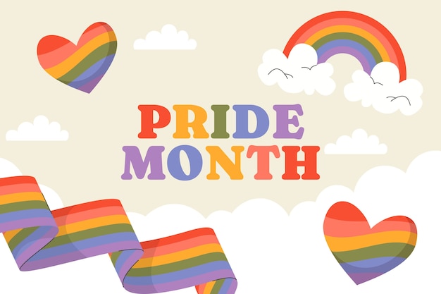 Vector flat background for lgbtqi pride month celebration