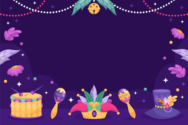 Vector flat background for mardi gras festival