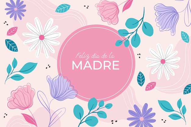 Flat background for mother's day celebration in spanish