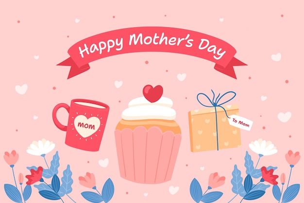 Vector flat background for mother's day celebration