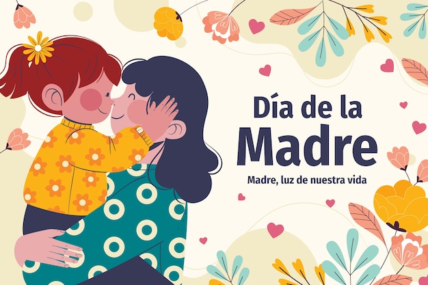 Flat background for mothers day celebration in spanish