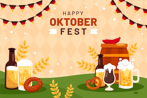 Vector flat background for oktoberfest celebration