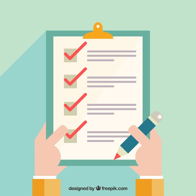 flat background of person holding a survey