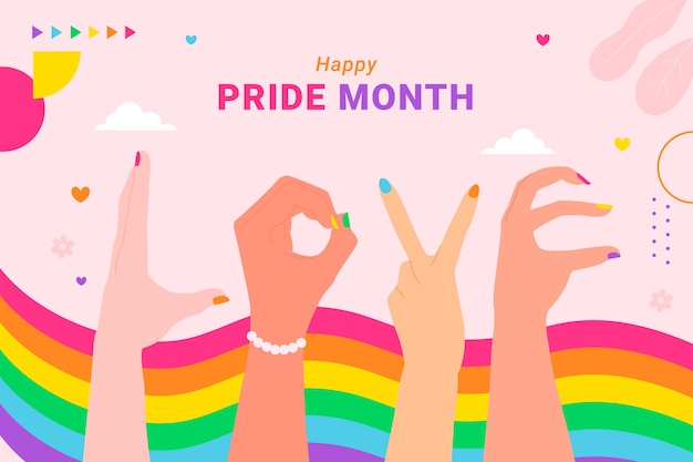 Flat background for pride month celebration