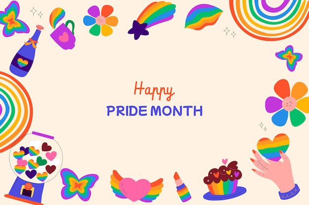 Vector flat background for pride month celebration