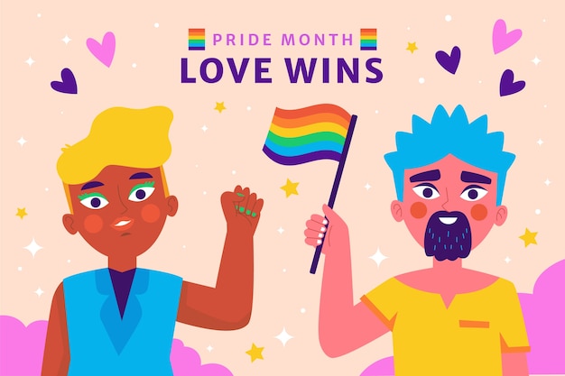 Vector flat background for pride month celebrations