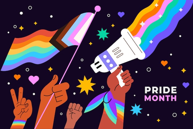 Flat background for pride month celebrations