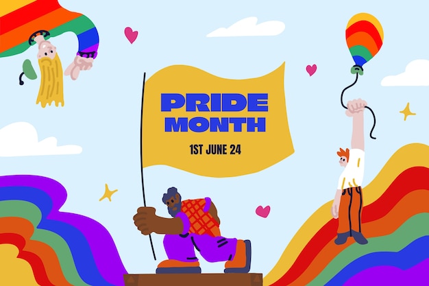 Vector flat background for pride month celebrations