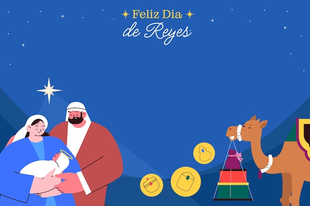 Vettore sfondo piatto per reyes magos