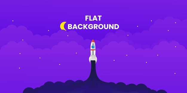 flat background rocket for business vector premium