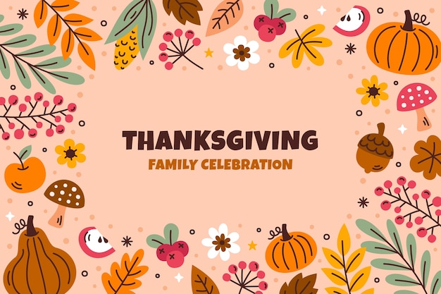 Vector flat background for thanksgiving day celebration