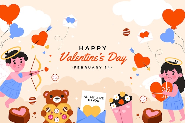 Flat background for valentine's day celebration