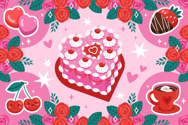 Flat background for valentine's day celebration