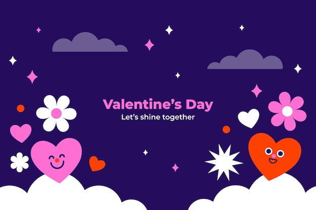 Flat background for valentines day celebration