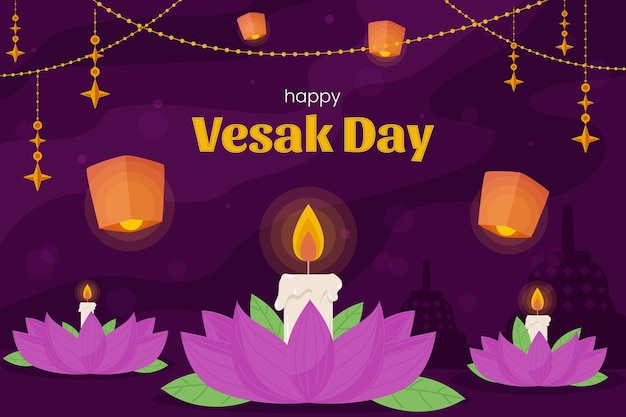 Flat background for vesak festival celebration