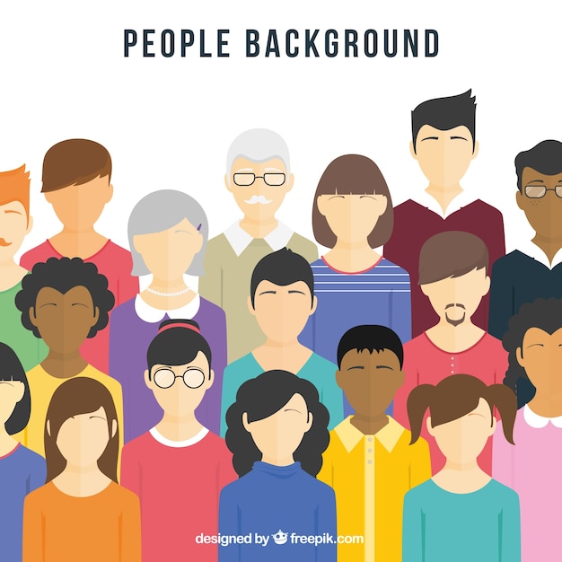 Flat background with diversity of people
