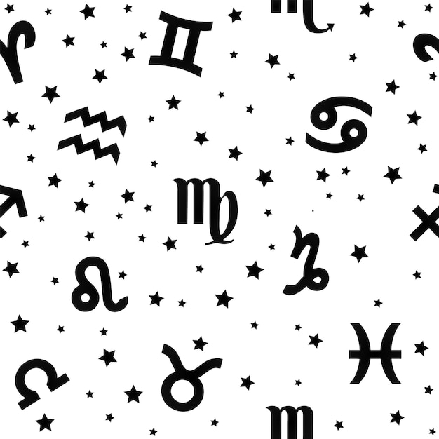 Плоский фон со знаками зодиака Астрология бесшовный узор со знаками зодиака