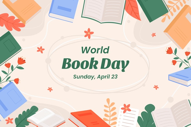 Vector flat background for world book day celebration