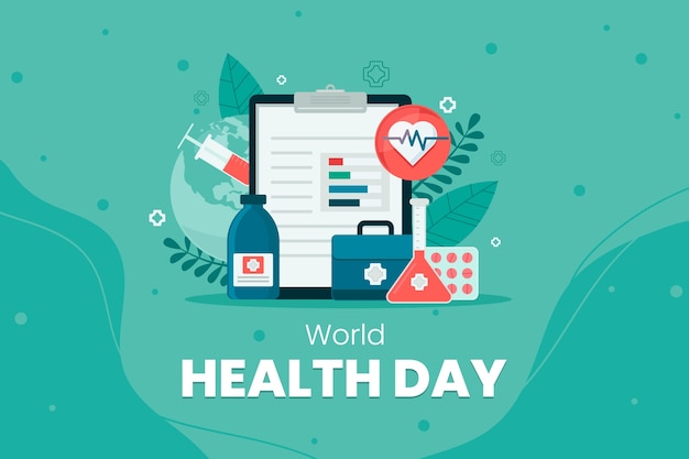 Vector flat background for world health day celebration