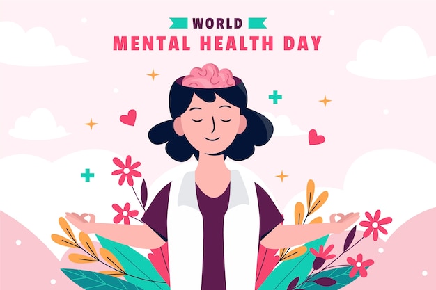 flat background for world mental health day