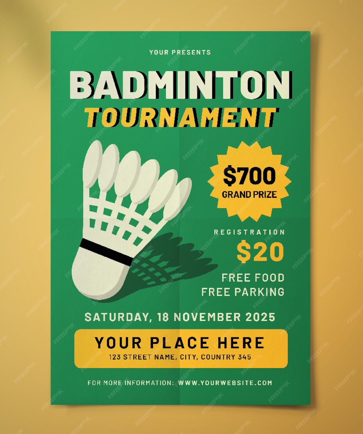 Premium Vector Flat Badminton Tournament Flyer template