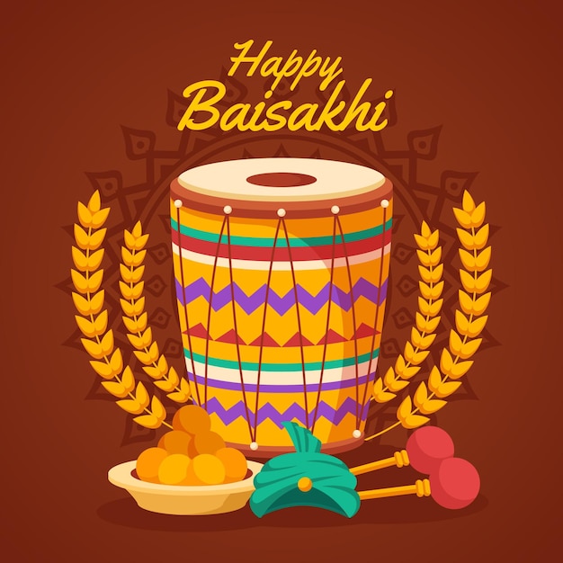 Vector flat baisakhi illustration