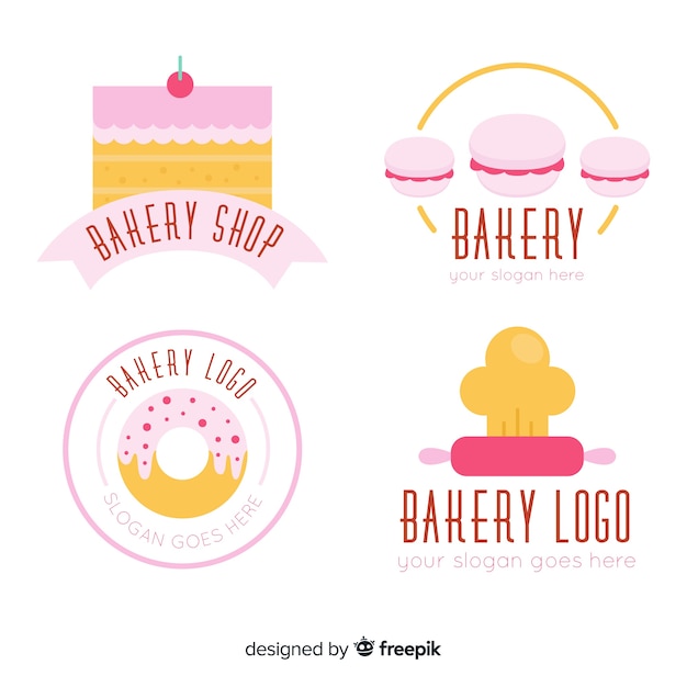 Vector flat bakery logo pack