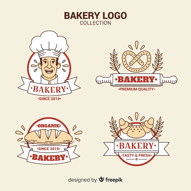 Плоские хлебобулочные логотипы