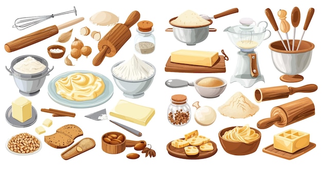 Vector flat baking ingredient and things