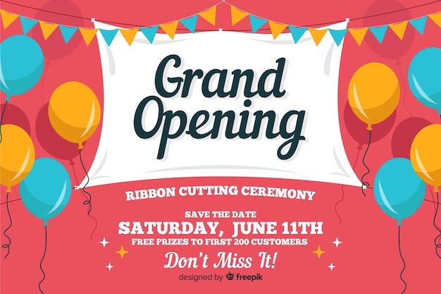 flat balloons grand opening background