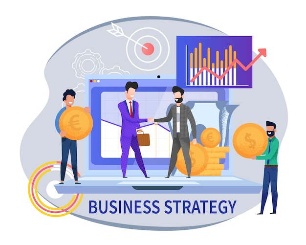 Плоский баннер Бизнес-стратегия на белом B