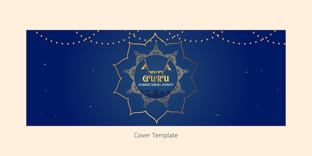Flat banner design of happy guru gobind singh jayanti template