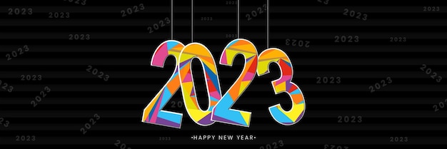 Vettore piatto banner design felice anno nuovo 2023