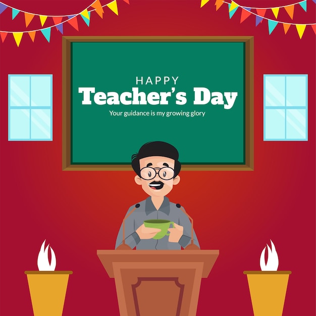 Flat banner design of happy teacher's day template