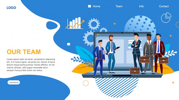 フラットバナー碑文私たちのチームのランディングページ