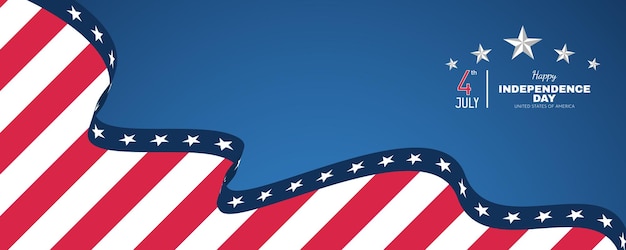 Vector flat banner with text 4th of july and happy independence day